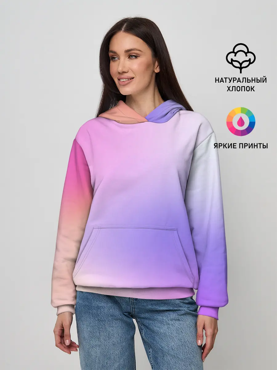 Женское худи / светлый градиент розовый мода