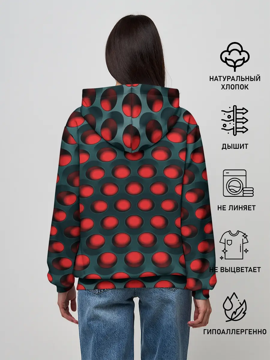 Женское худи / Раскалённый красный 3Д