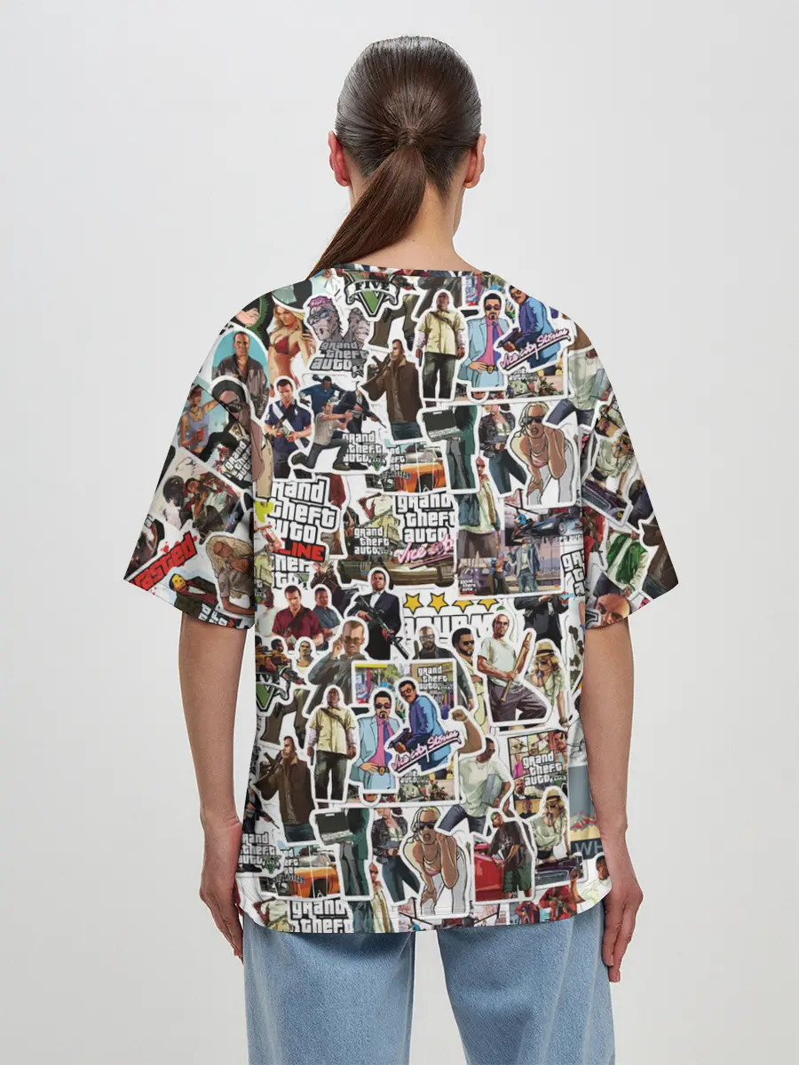 Женская футболка оверсайз / GTA Sticker Bombing