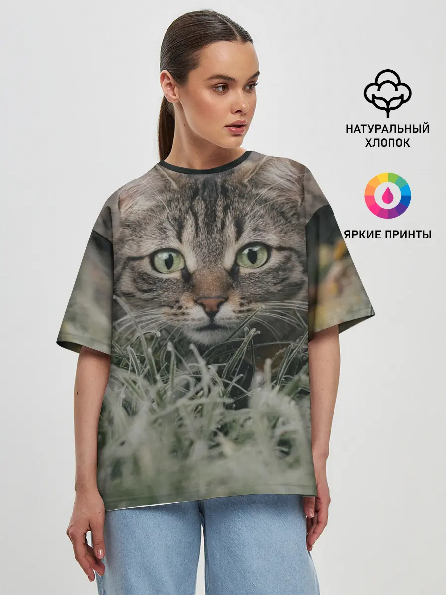 Женская футболка оверсайз / Кошка