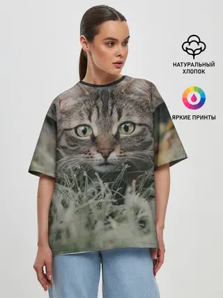 Женская футболка оверсайз / Кошка