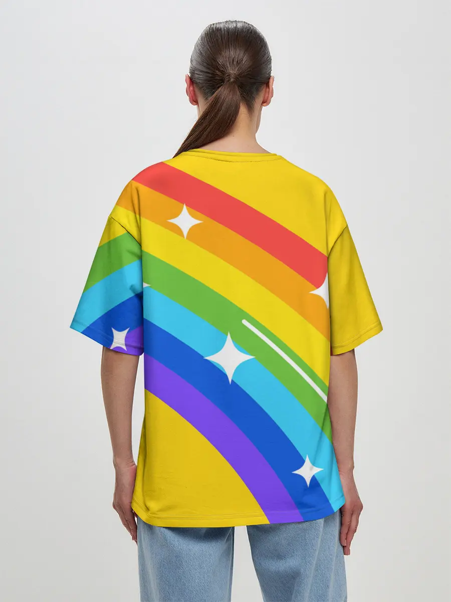 Женская футболка оверсайз / AMONG US - Радужный