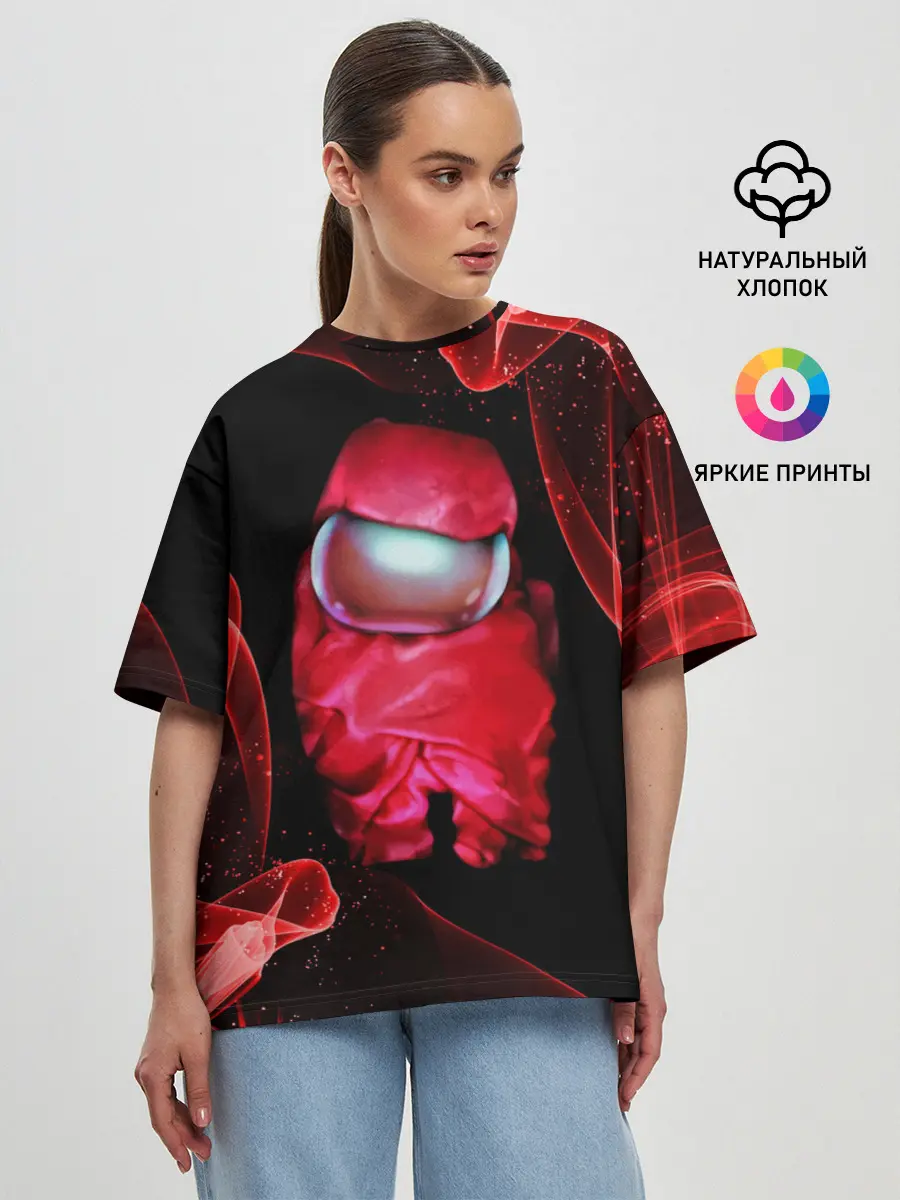 Женская футболка оверсайз / AMONG US - КРАСНЫЙ