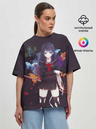 Женская футболка оверсайз / Кровавая бабочка