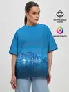 Женская футболка оверсайз / вид на ночной мегаполис