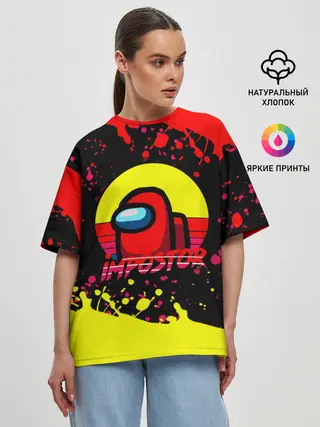 Женская футболка оверсайз / Among Us Impostor.