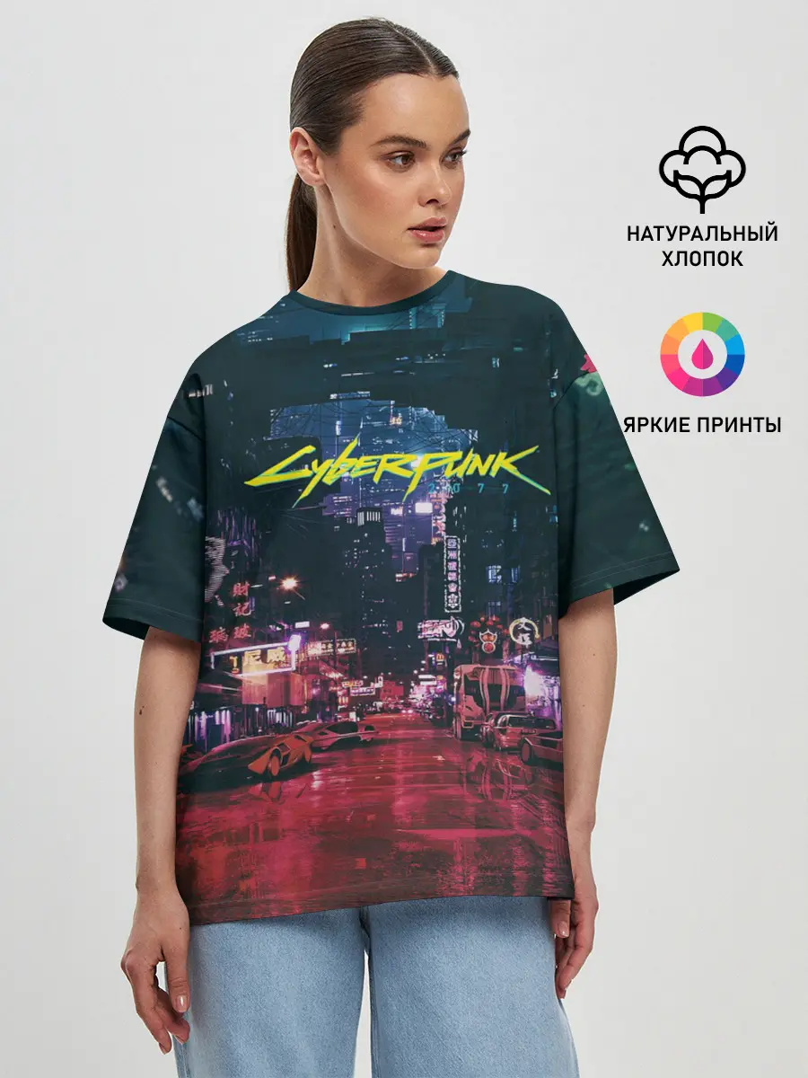 Женская футболка оверсайз / Cyberpunk 2077