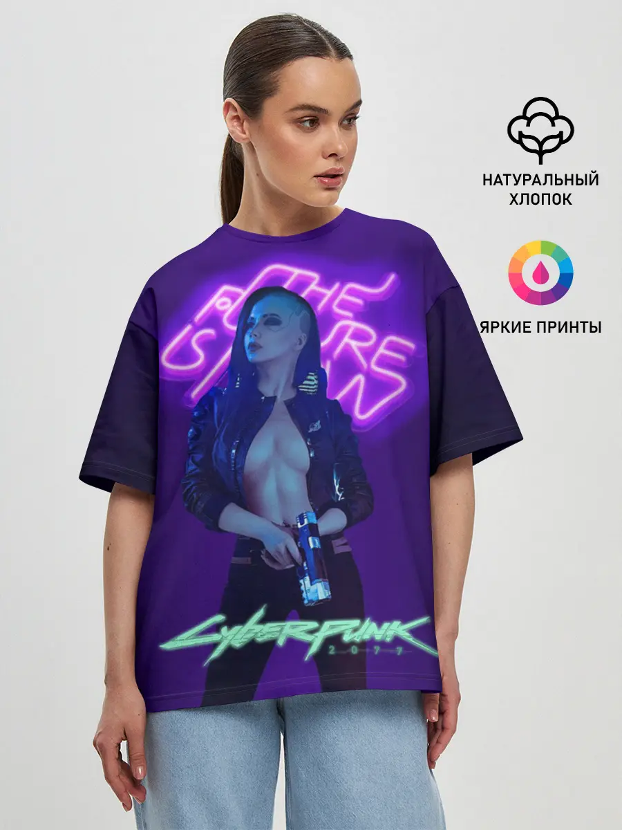 Женская футболка оверсайз / Cyberpunk 2077 V