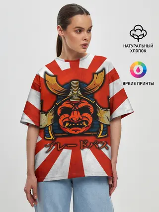 Женская футболка оверсайз / Sun samurai