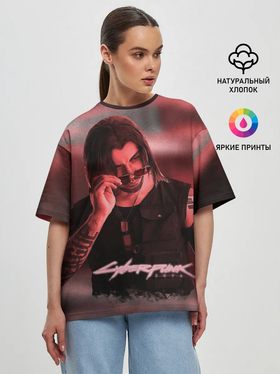 Женская футболка оверсайз / Johnny Silverhand Cyberpunk