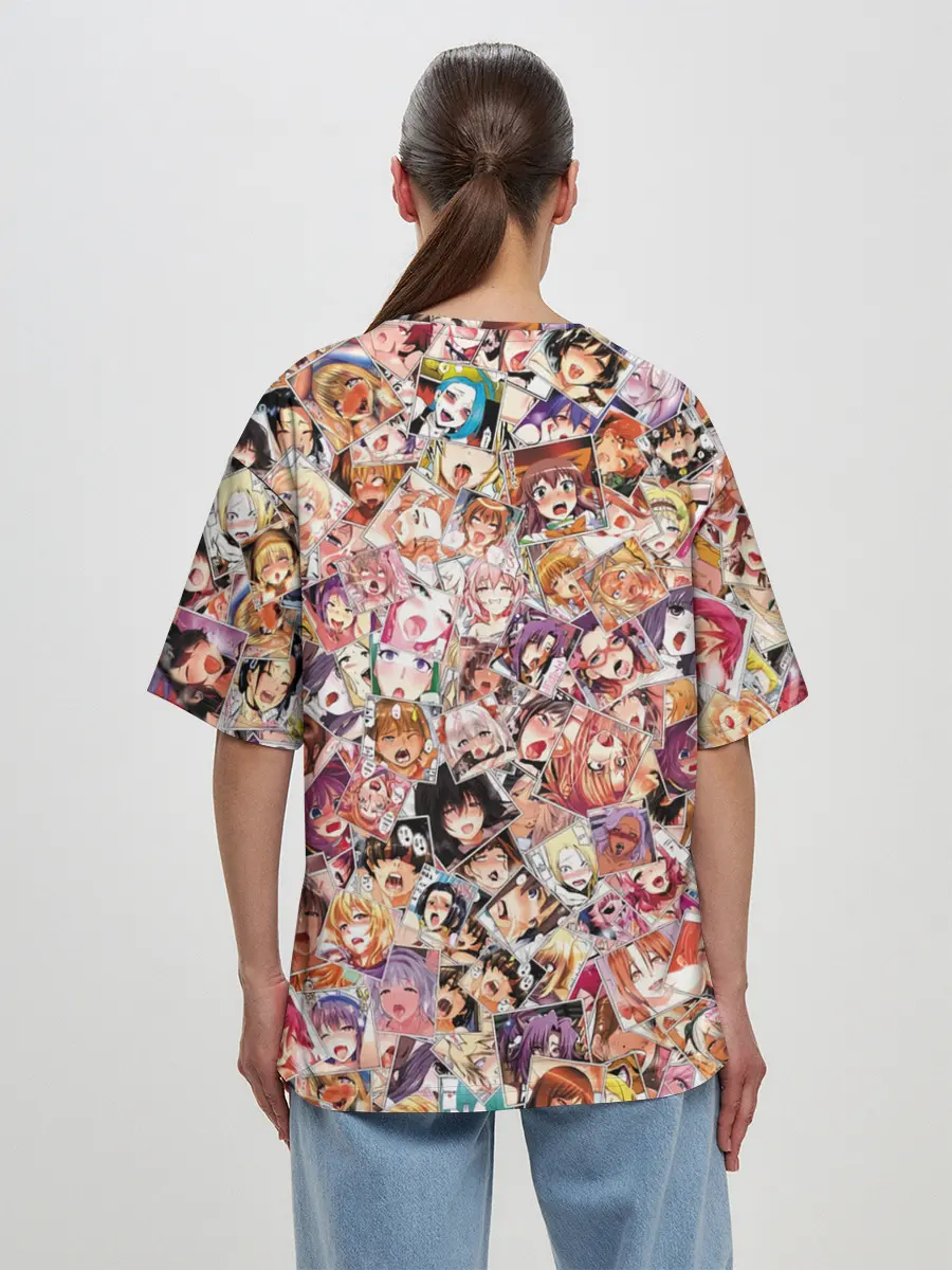 Женская футболка оверсайз / Яркий паттерн АХЕГАО