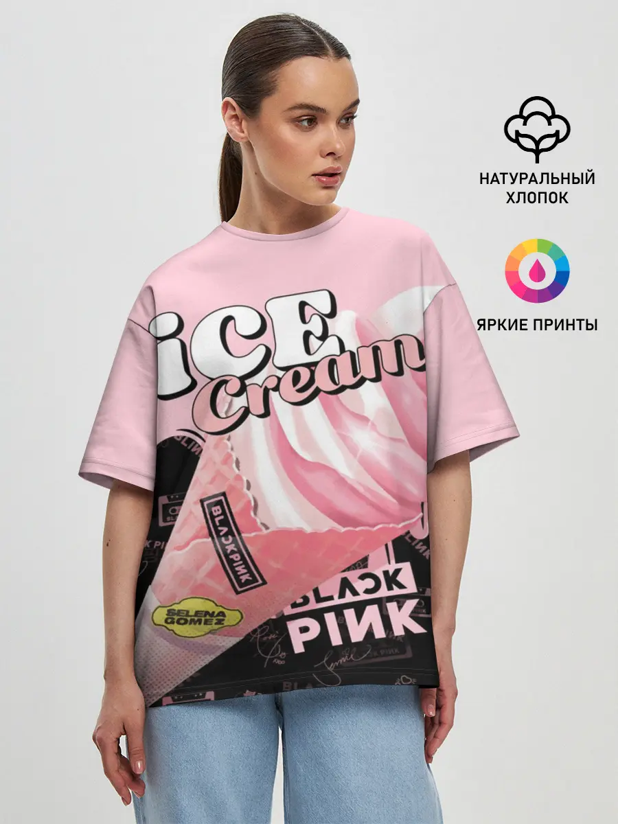 Женская футболка оверсайз / BLACKPINK ICE CREAM