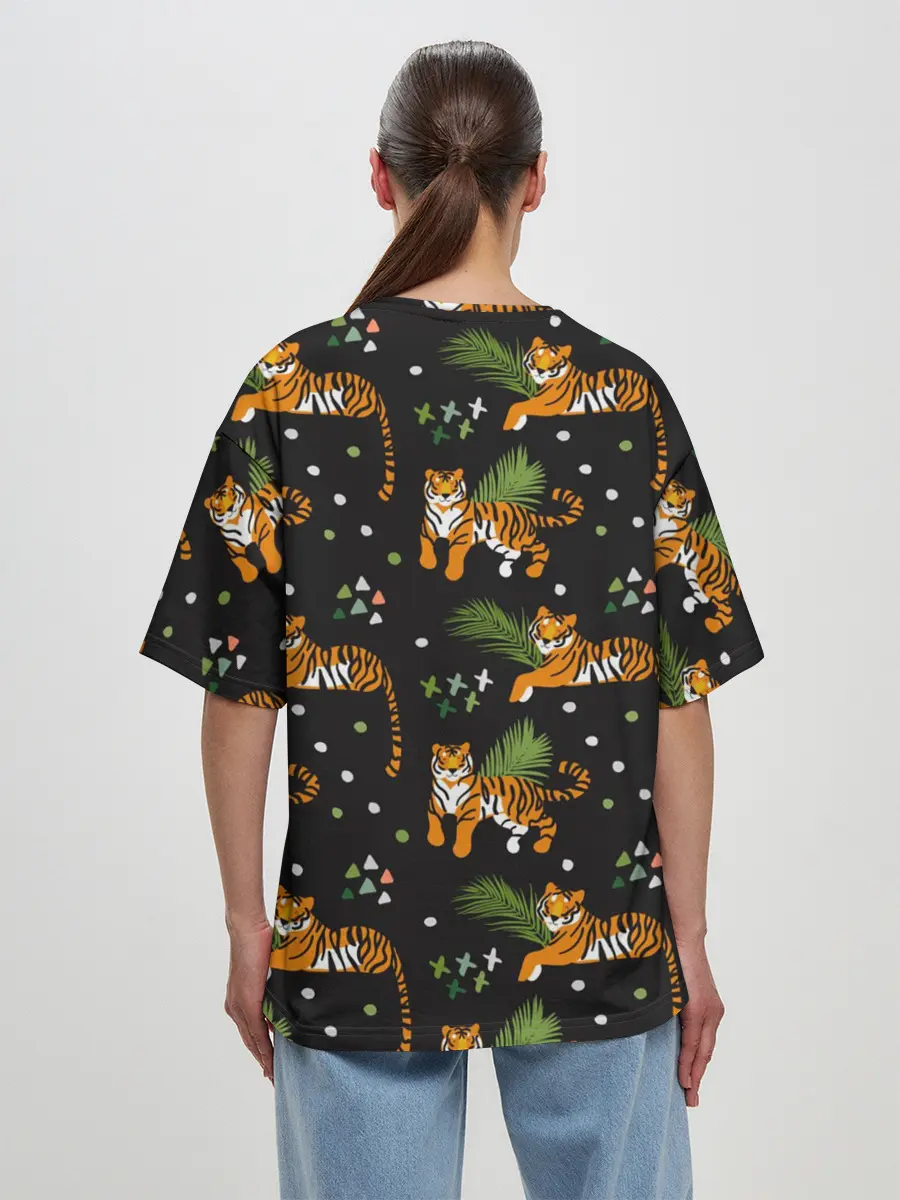 Женская футболка оверсайз / Tigers | Тигровый Паттерн