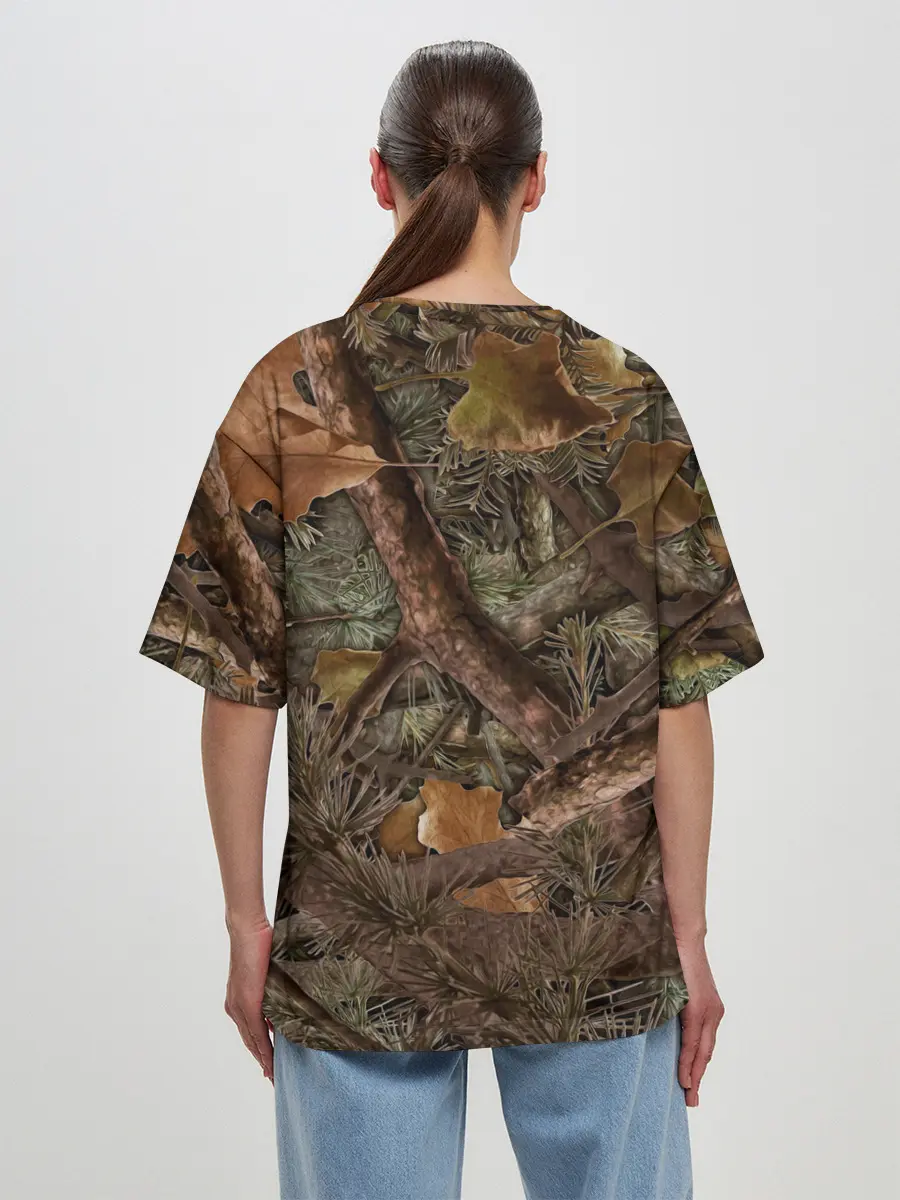 Женская футболка оверсайз / Охотничий камуфляж