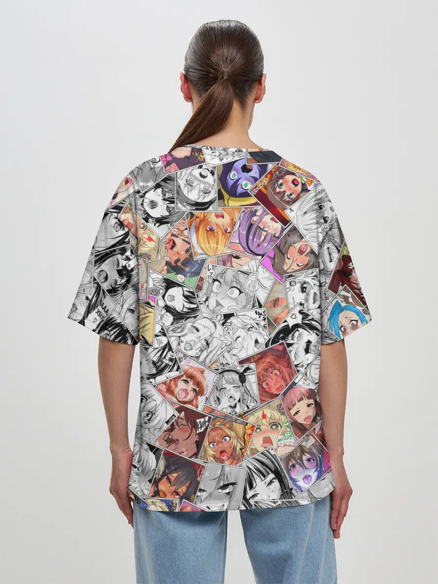 Женская футболка оверсайз / Ahegao завихрение