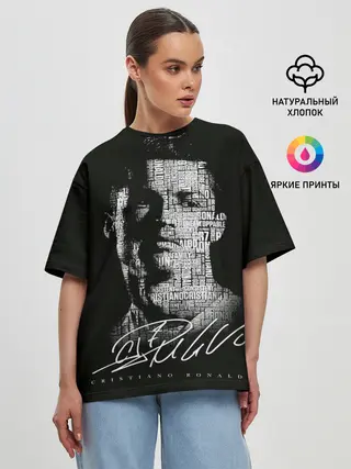 Женская футболка оверсайз / Кристиано Рональдо автограф