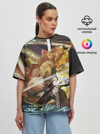 Женская футболка оверсайз / Зиницу Агацума Клинок демонов