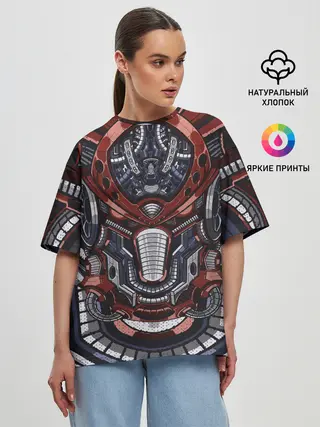 Женская футболка оверсайз / Механический робот