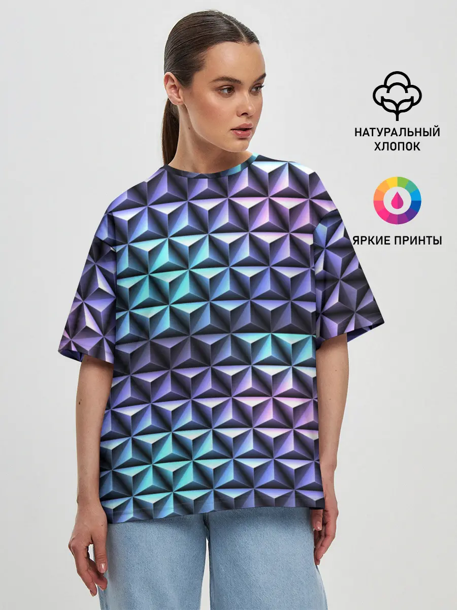 Женская футболка оверсайз / НЕОНОВАЯ СТАЛЬ