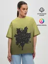 Женская футболка оверсайз / много черных котов