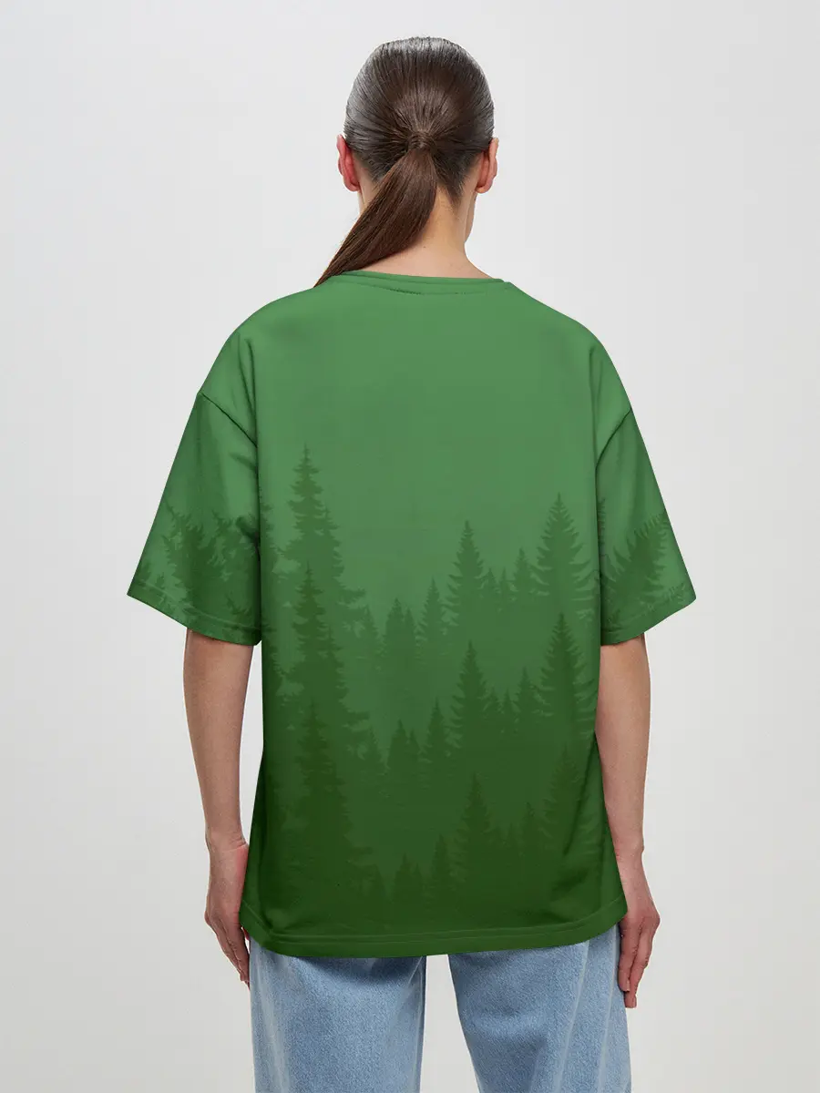 Женская футболка оверсайз / Зеленый Лес