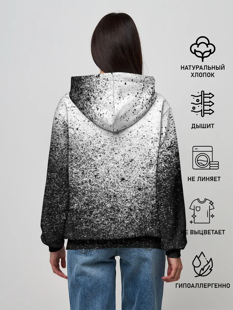 Женское худи / БРЫЗГИ КРАСОК ЧЁРНЫЙ