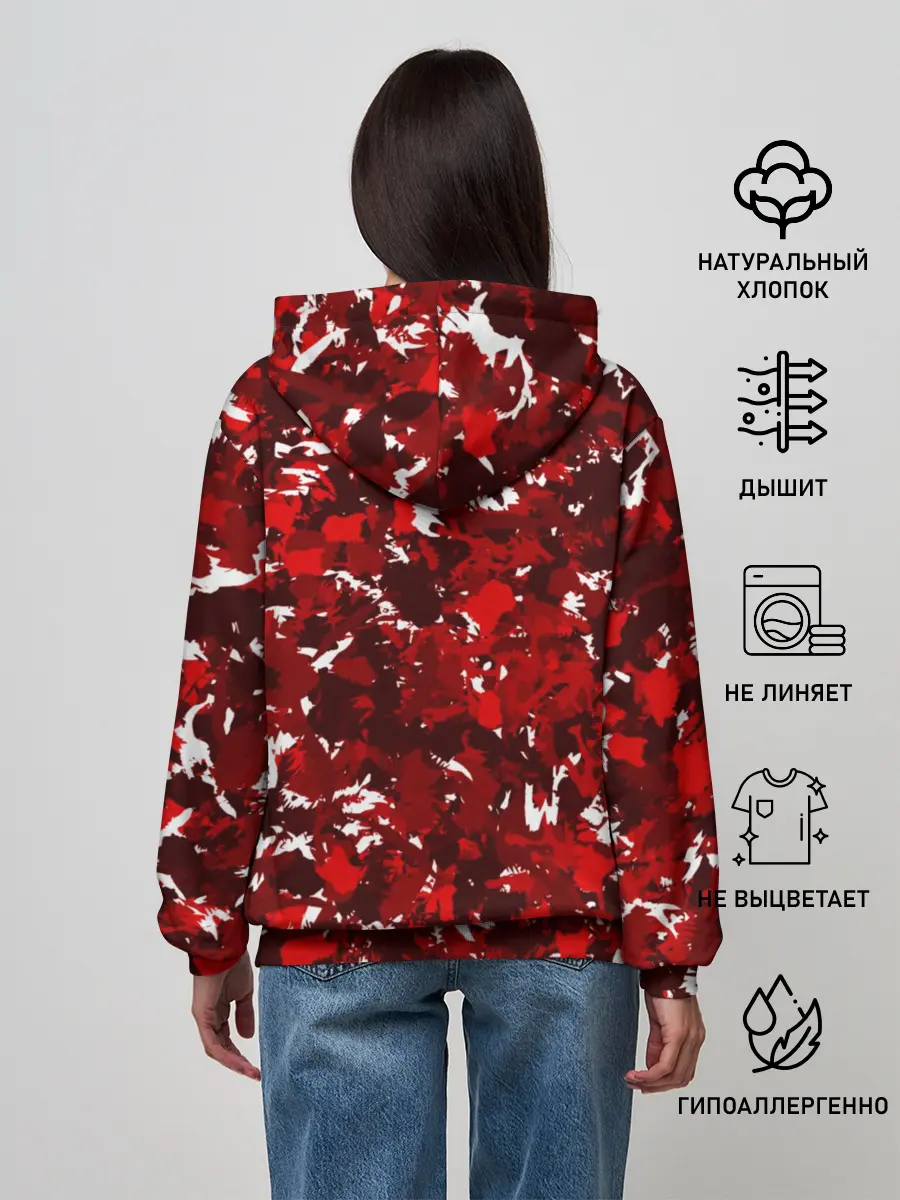 Женское худи / Краснобелый камуфляж с кабаном