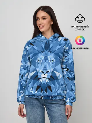 Женское худи / Сине-бело-голубой лев