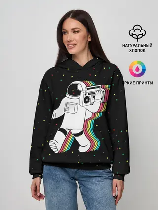 Женское худи / Космонавт с магнитофоном