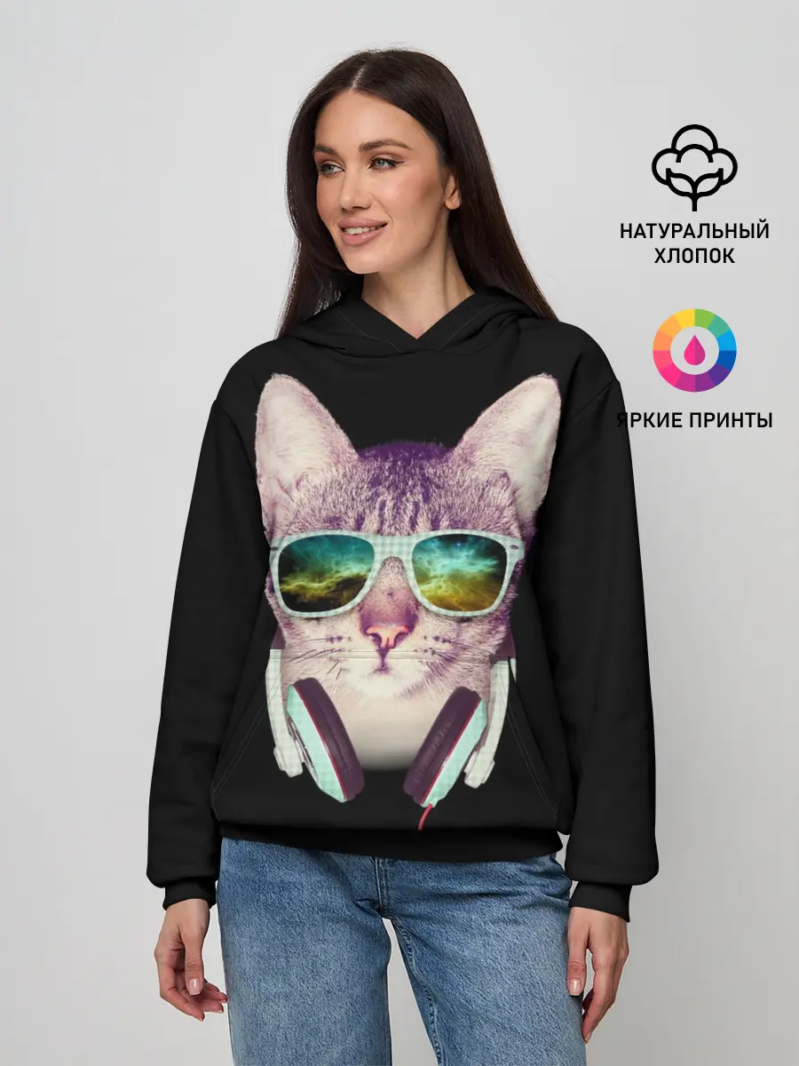 Женское худи / Кот в Наушниках