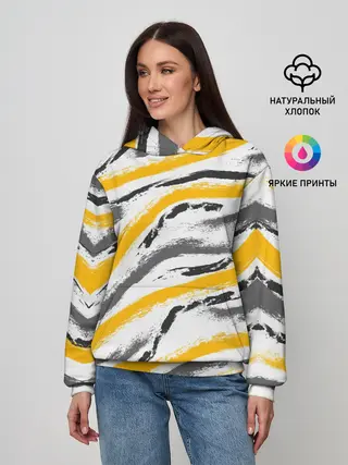 Женское худи / Серый-желтый