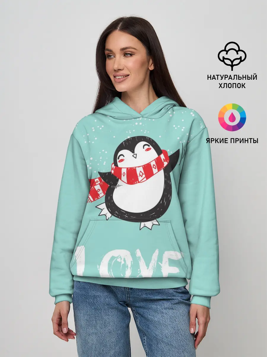 Женское худи / Пингвин LOVE