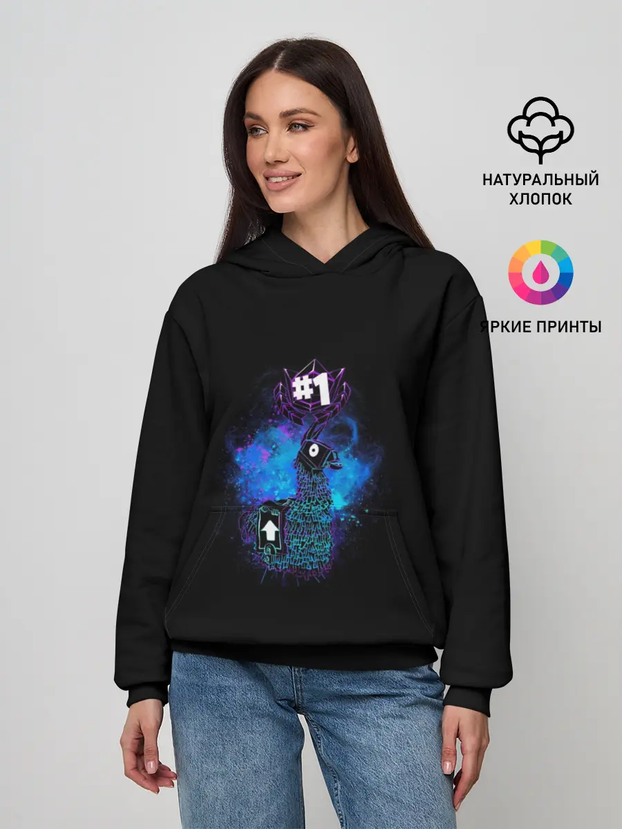 Женское худи / Fortnite. Neon Lama