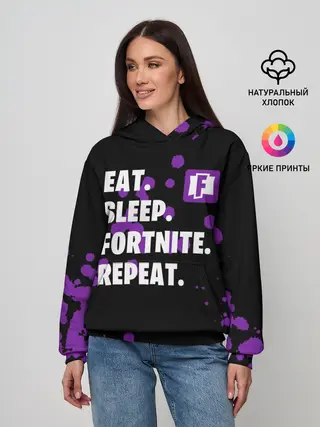 Женское худи / Eat Sleep Fortnite Repeat