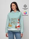 Женское худи / олень и Дед Мороз
