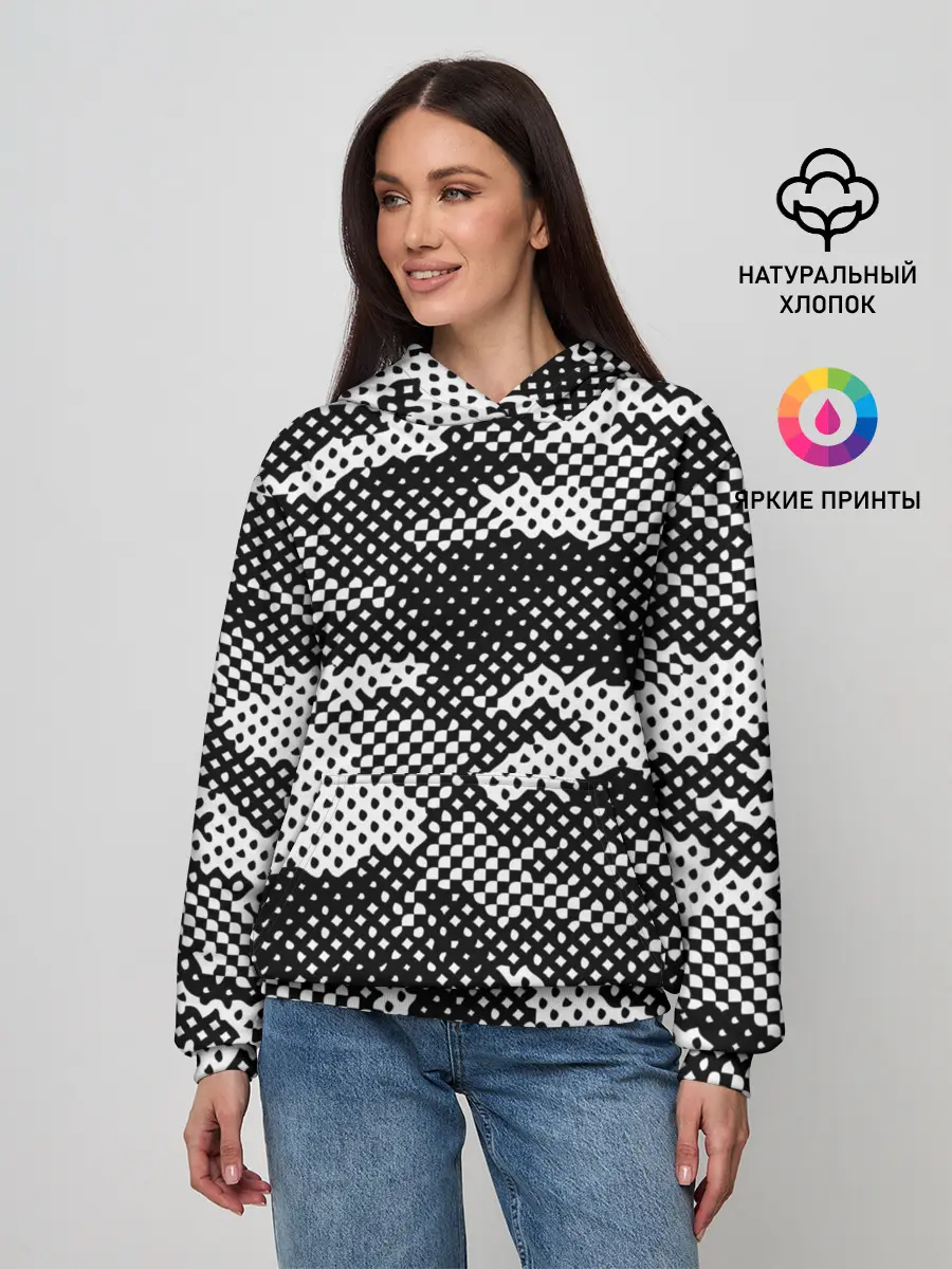 Женское худи / Черный камуфляж