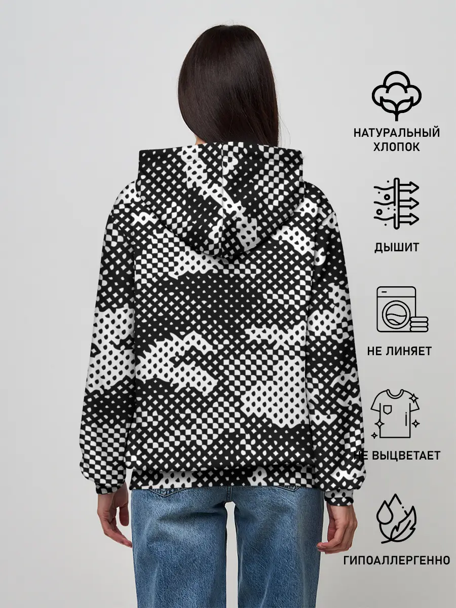 Женское худи / Черный камуфляж