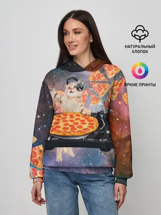 Женское худи / Кот Диджей
