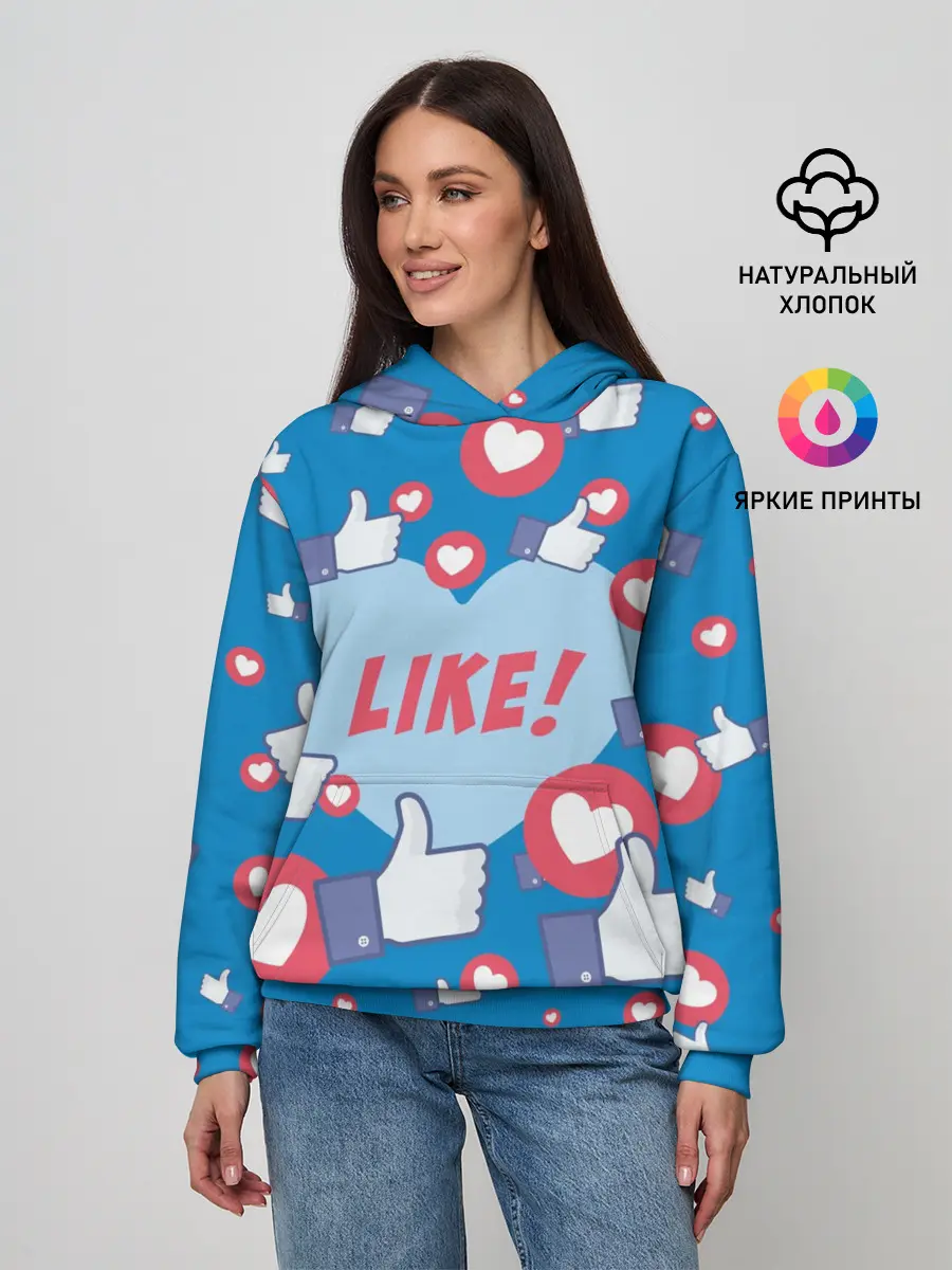 Женское худи / Лайки и сердечки