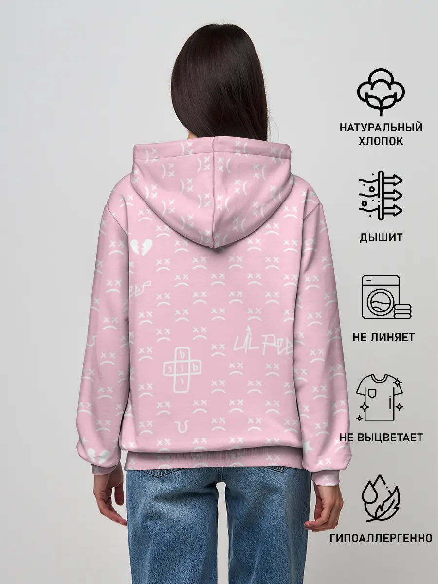 Женское худи / Lil Peep pink pattern