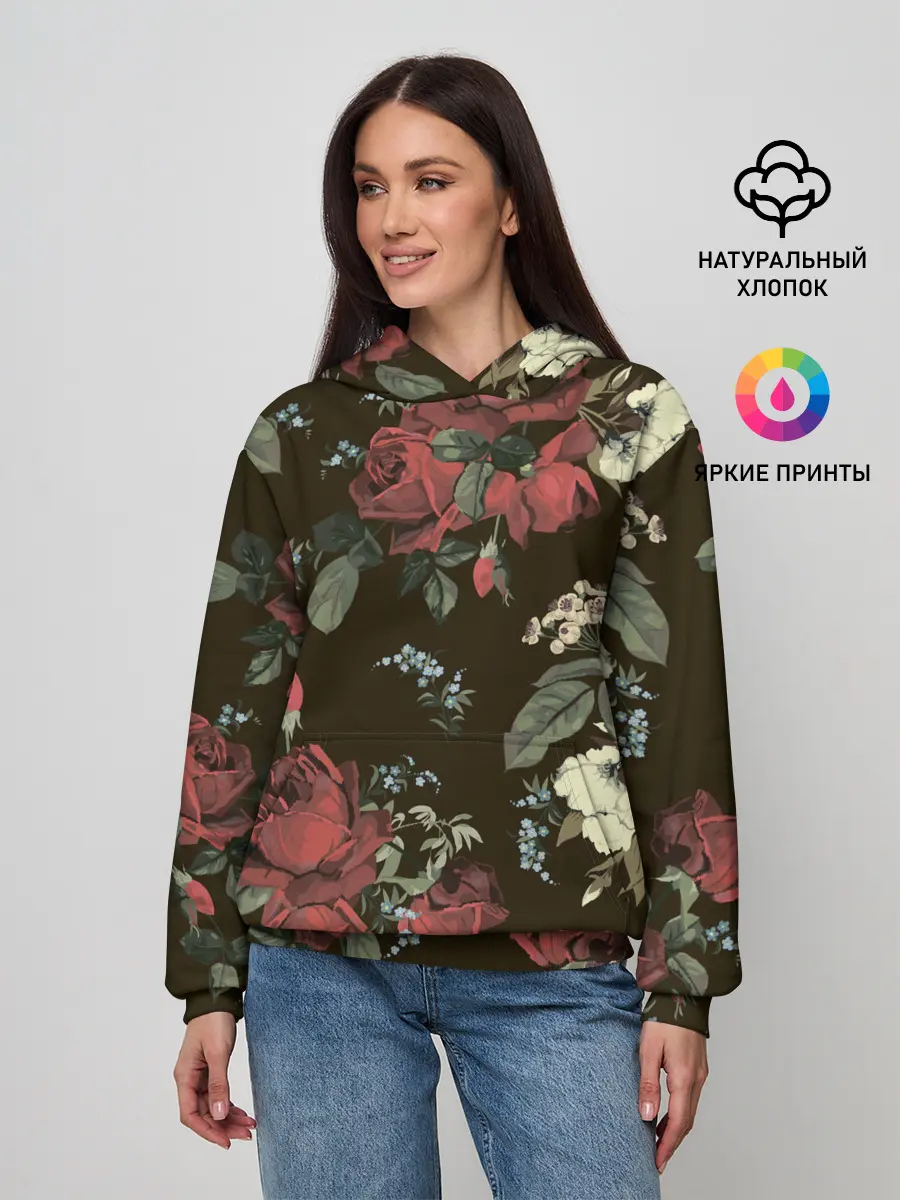 Женское худи / Букет роз