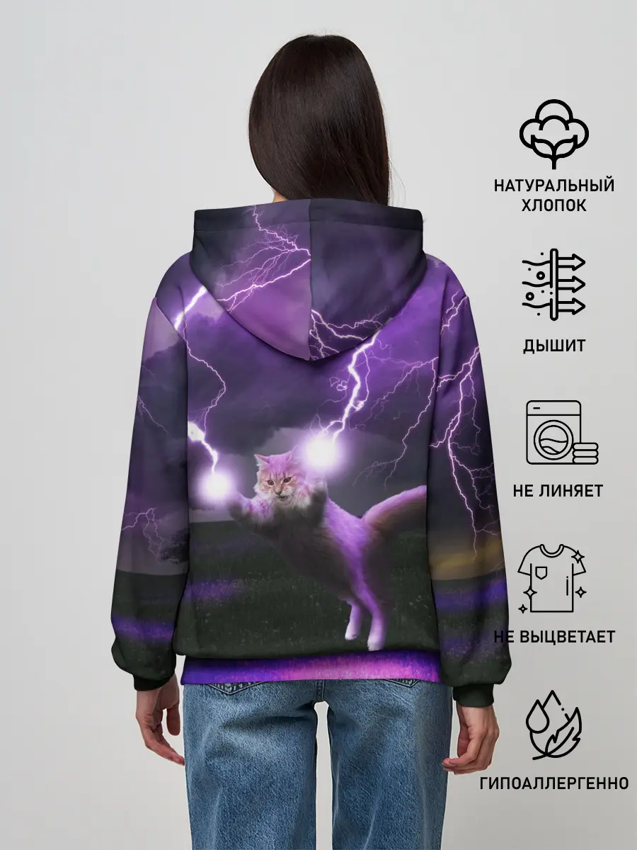 Женское худи / Кот и Молнии