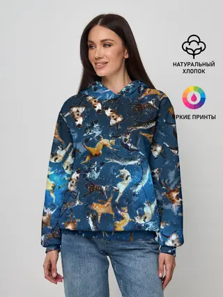 Женское худи / Космические коты