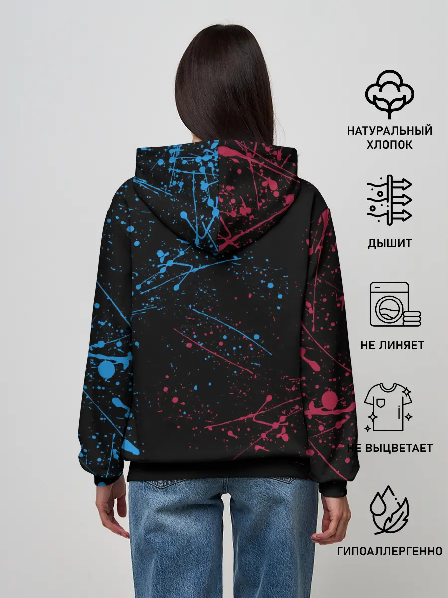 Женское худи / Kimetsu no yaiba красносиние брызги