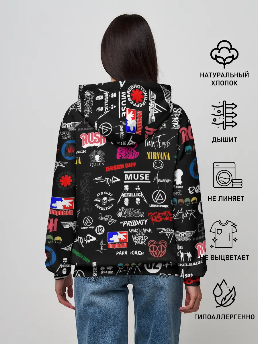 Женское худи / ЛОГОТИПЫ РОК ГРУПП | PATTERN