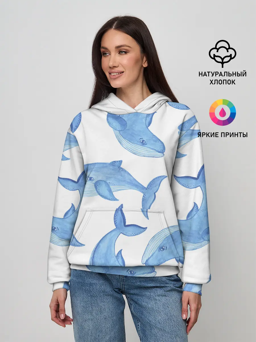 Женское худи / Косяк китов