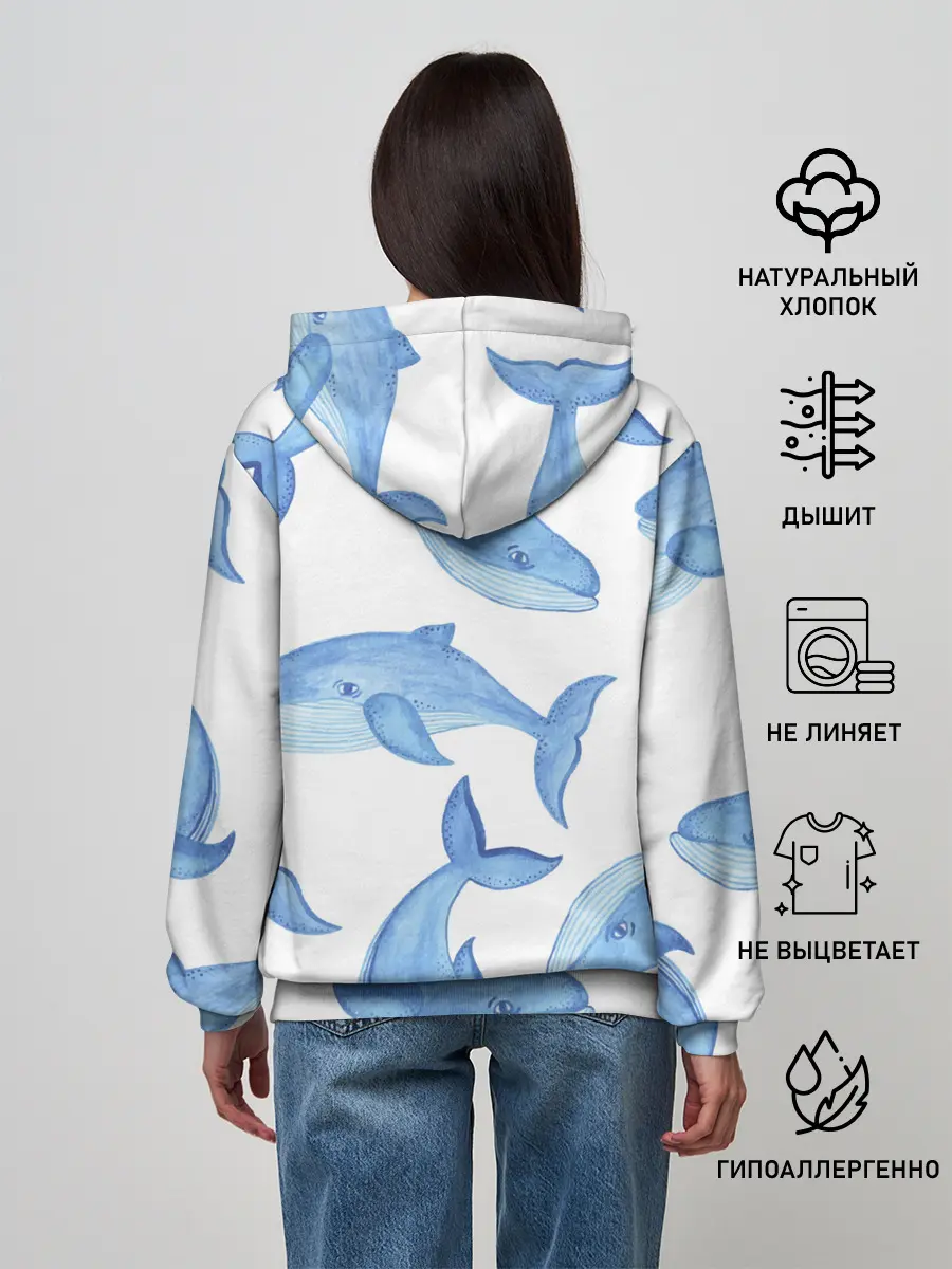 Женское худи / Косяк китов