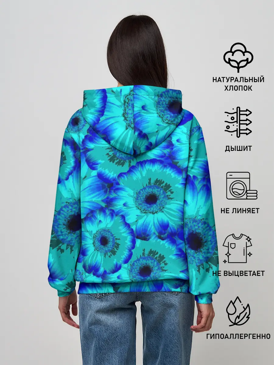 Женское худи / Голубые хризантемы