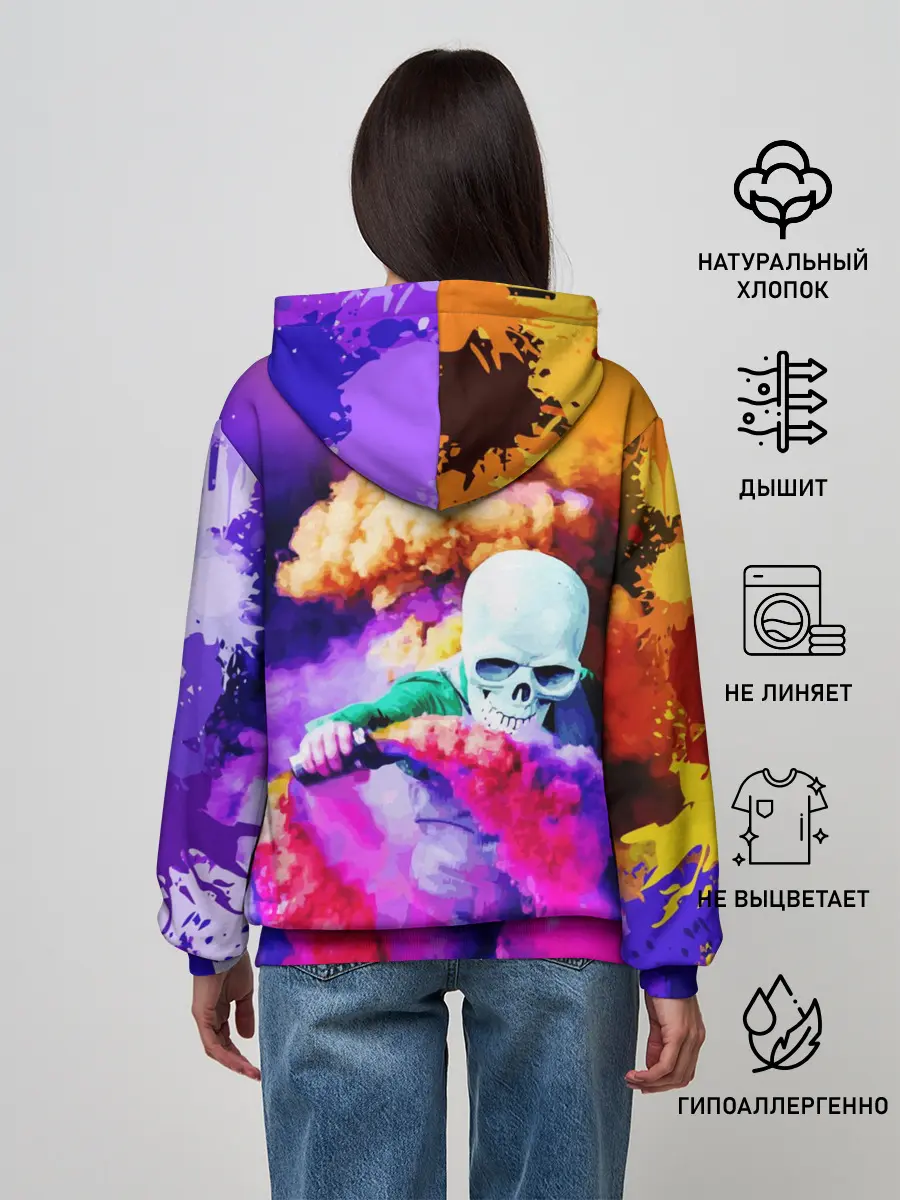 Женское худи / Череп в дыму