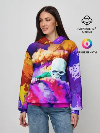 Женское худи / Череп в дыму